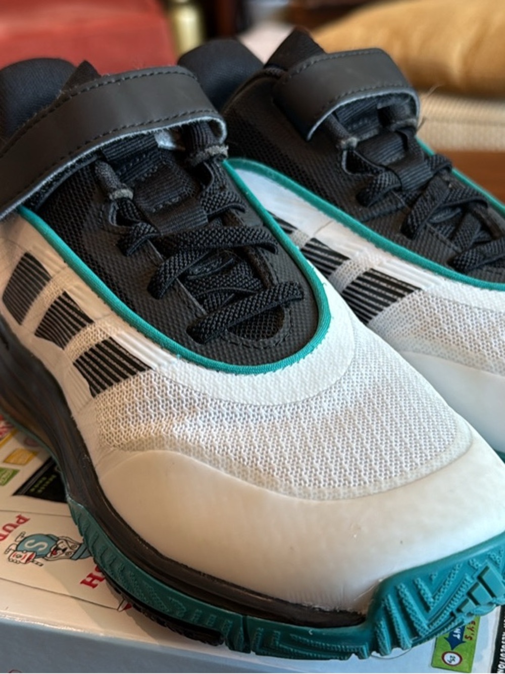 adidas Men's Black, White & Teal Low-Top Sneakers